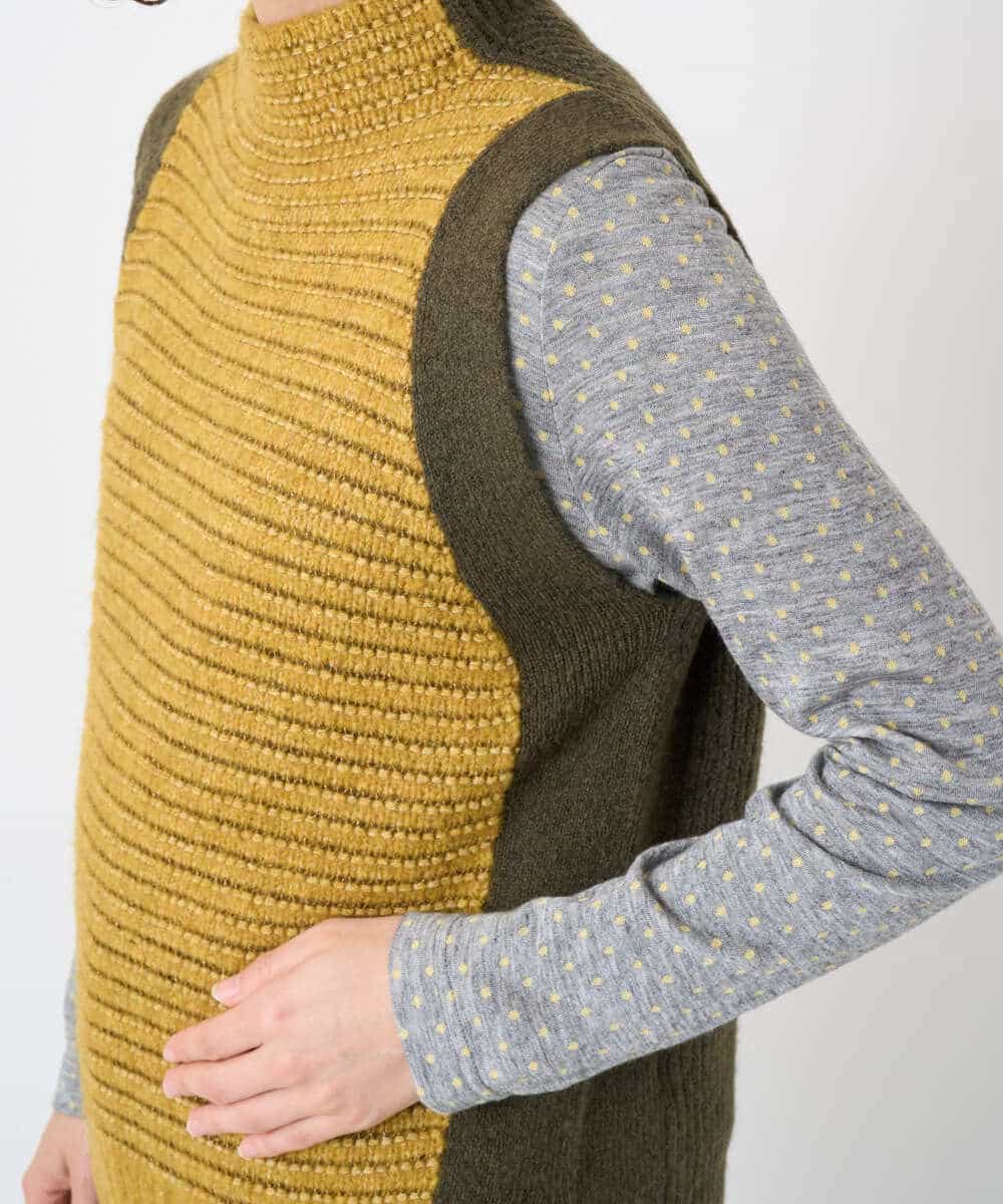 NHFAE35250 GIANNI LO GIUDICE(小さいサイズ)(メゾン ドゥ サンク) MEETニットベスト イエロー