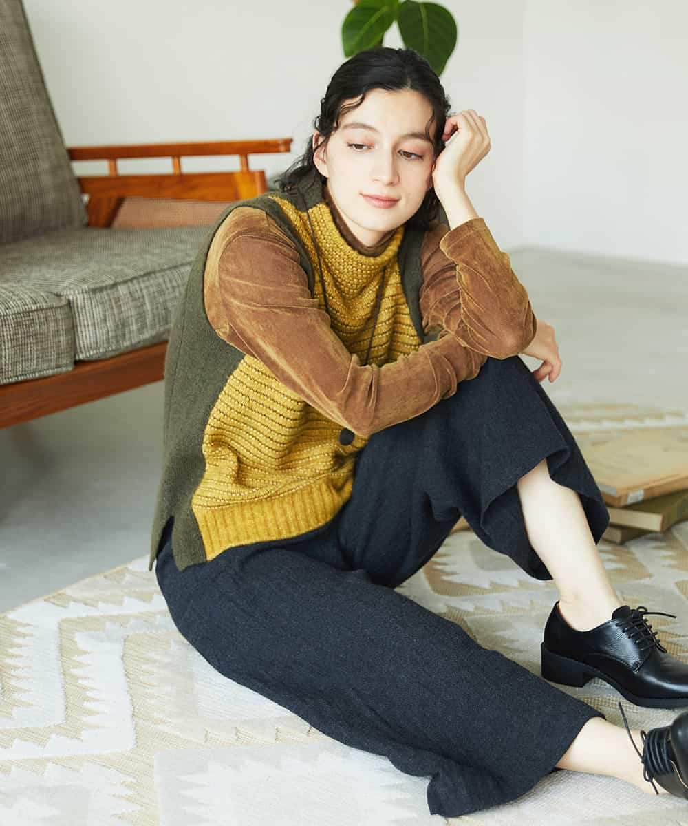 NHFAE35250 GIANNI LO GIUDICE(小さいサイズ)(メゾン ドゥ サンク) ＭＥＥＴニットベスト イエロー