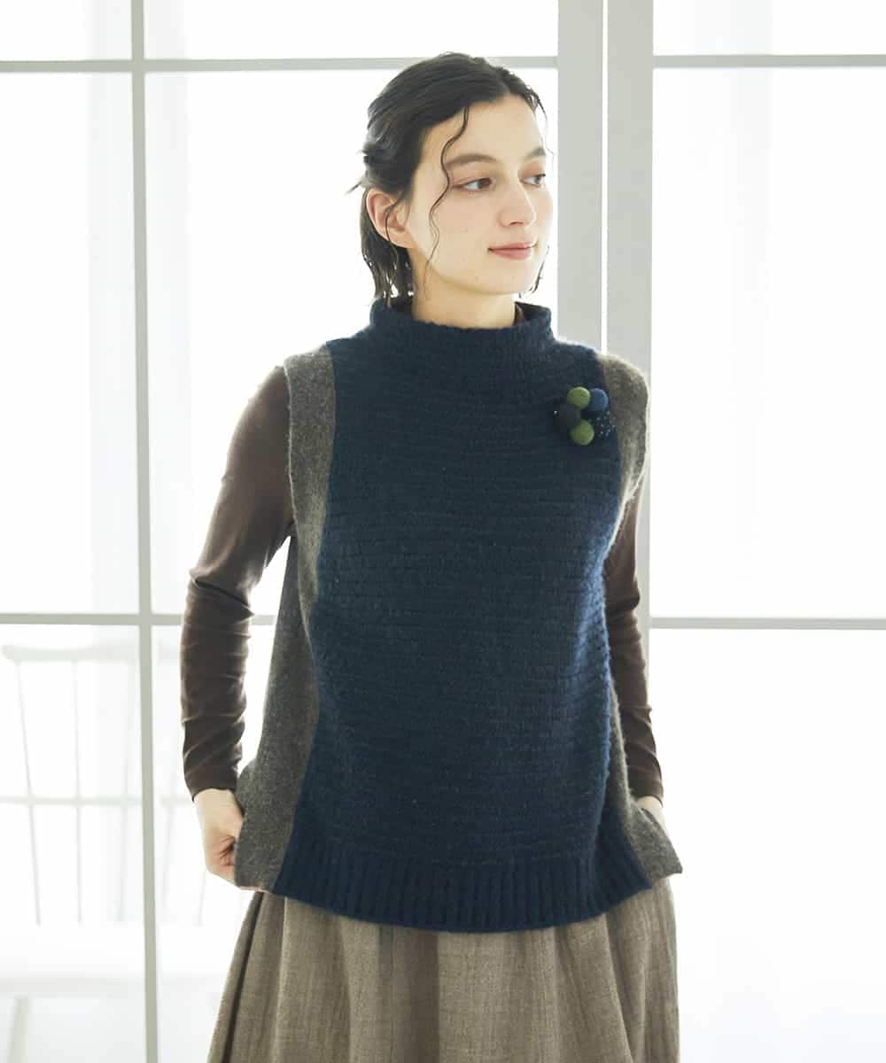 NHFAE35250 GIANNI LO GIUDICE(小さいサイズ)(メゾン ドゥ サンク) ＭＥＥＴニットベスト イエロー