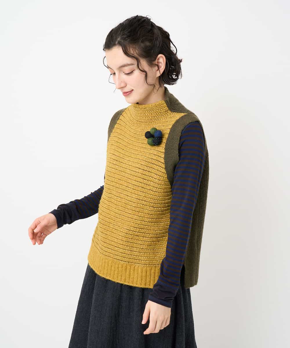 NHFAE35250 GIANNI LO GIUDICE(小さいサイズ)(メゾン ドゥ サンク) ＭＥＥＴニットベスト イエロー