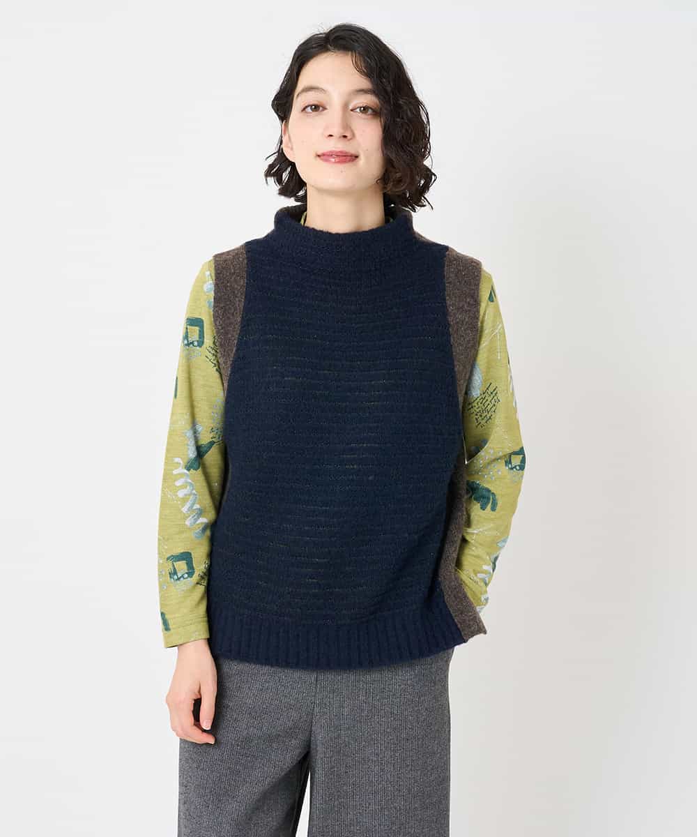 NHFAE35250 GIANNI LO GIUDICE(小さいサイズ)(メゾン ドゥ サンク) MEETニットベスト ネイビー
