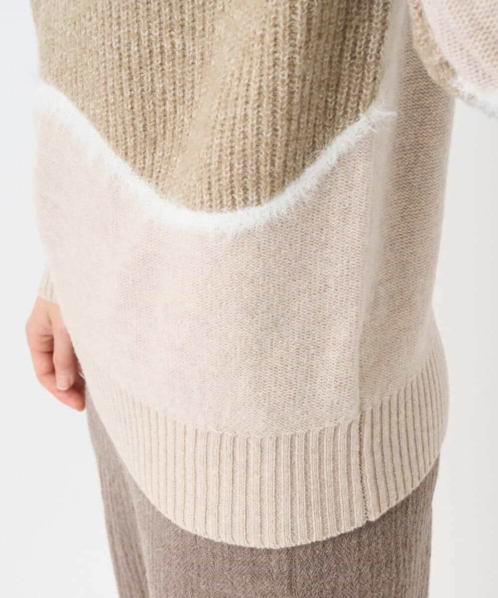 NHFAE40330 GIANNI LO GIUDICE(小さいサイズ)(メゾン ドゥ サンク) エキストラファインメリノウールニット ベージュ