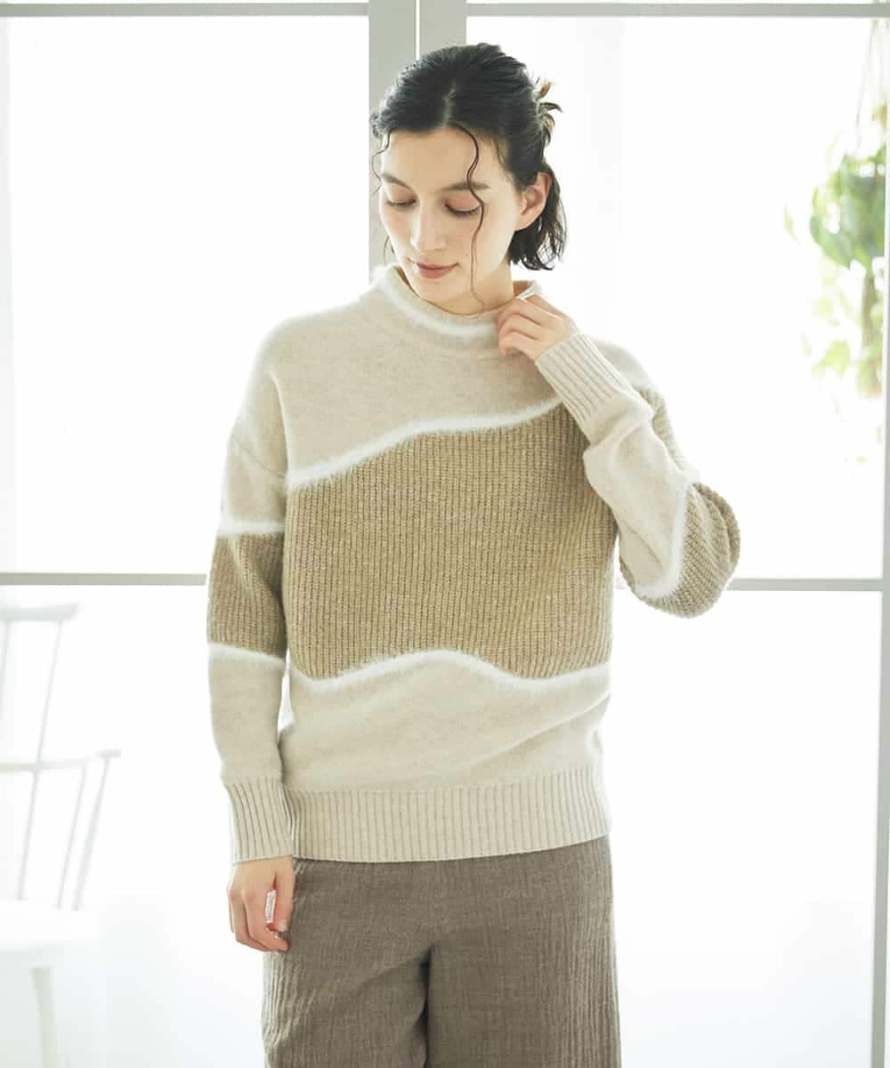 NHFAE40330 GIANNI LO GIUDICE(小さいサイズ)(メゾン ドゥ サンク) エキストラファインメリノウールニット ベージュ