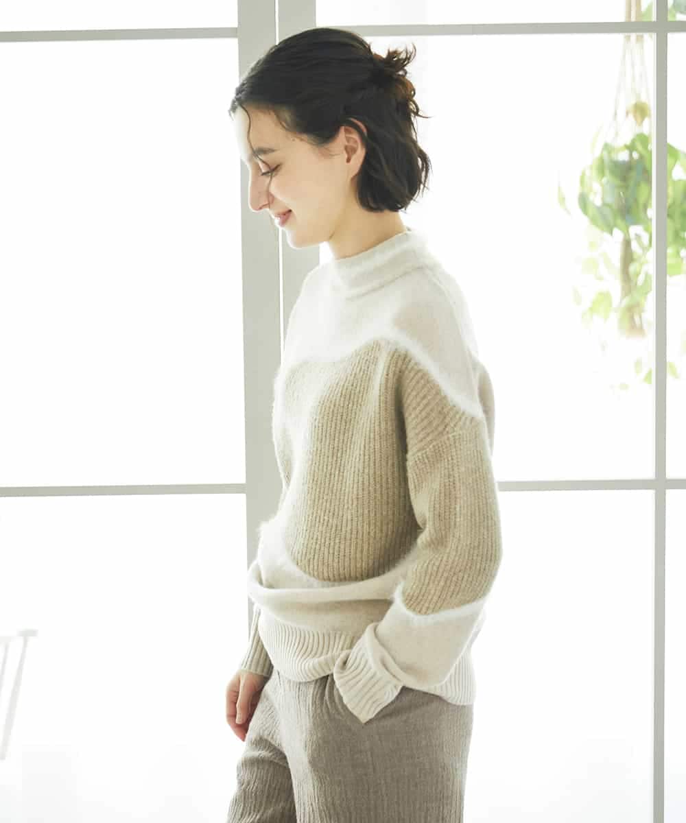 NHFAE40330 GIANNI LO GIUDICE(小さいサイズ)(メゾン ドゥ サンク) エキストラファインメリノウールニット ベージュ