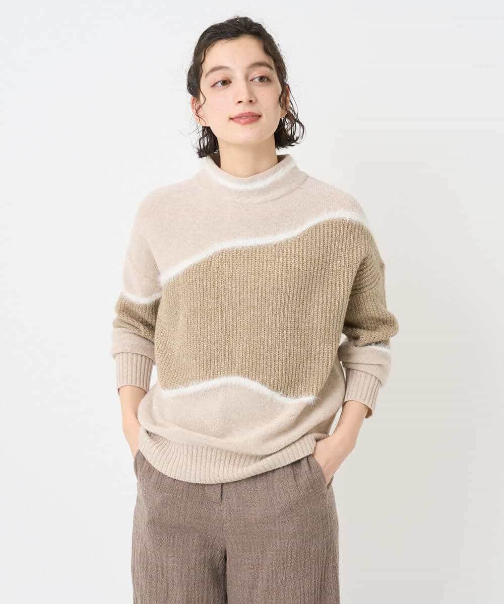 NHFAE40330 GIANNI LO GIUDICE(小さいサイズ)(メゾン ドゥ サンク) エキストラファインメリノウールニット ベージュ