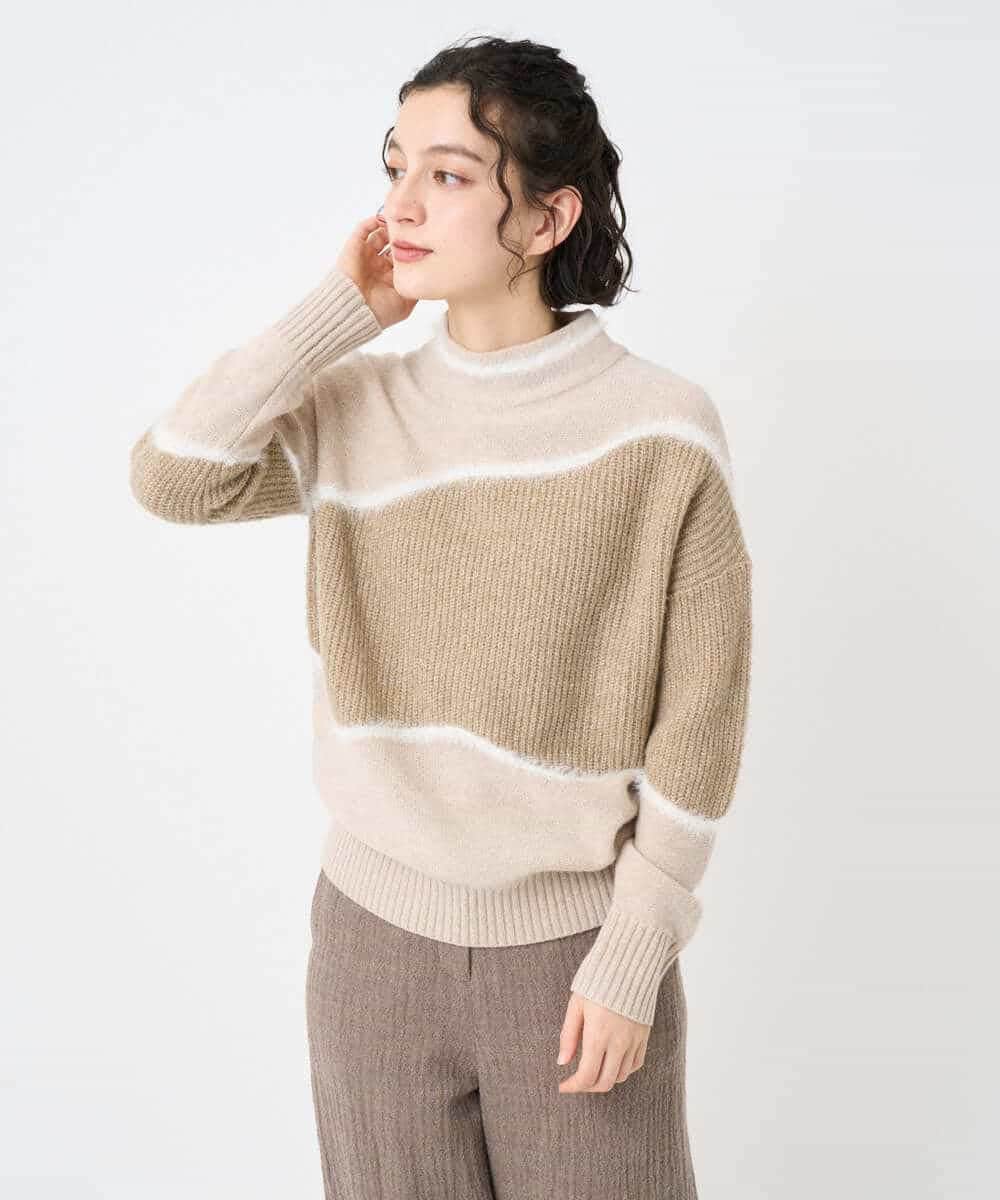 NHFAE40330 GIANNI LO GIUDICE(小さいサイズ)(メゾン ドゥ サンク) エキストラファインメリノウールニット ベージュ