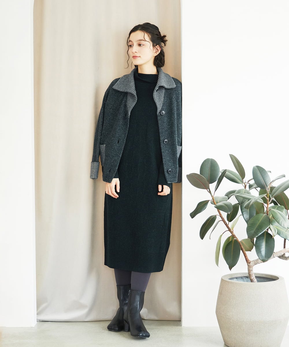 NHFAE41360 GIANNI LO GIUDICE(小さいサイズ)(メゾン ドゥ サンク) [セットアップ対応]エキストラファインメリノウールニットワンピース ベージュ