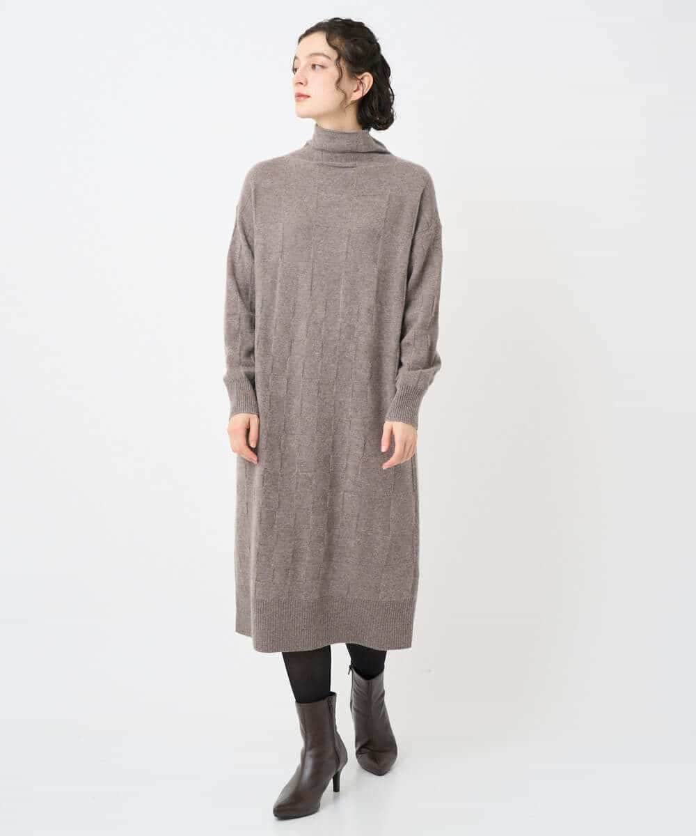 NHFAE41360 GIANNI LO GIUDICE(小さいサイズ)(メゾン ドゥ サンク) [セットアップ対応]エキストラファインメリノウールニットワンピース ベージュ