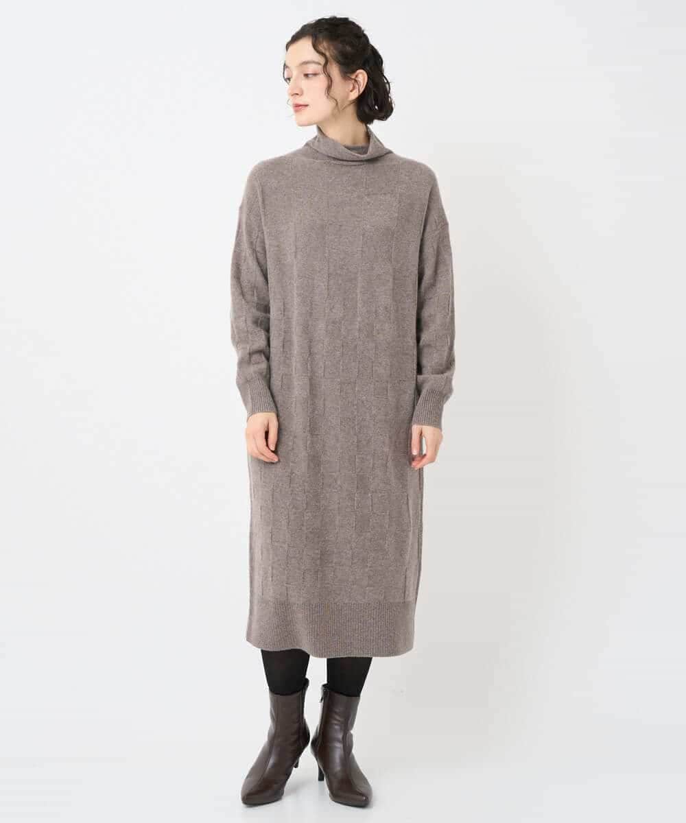 NHFAE41360 GIANNI LO GIUDICE(小さいサイズ)(メゾン ドゥ サンク) [セットアップ対応]エキストラファインメリノウールニットワンピース ベージュ