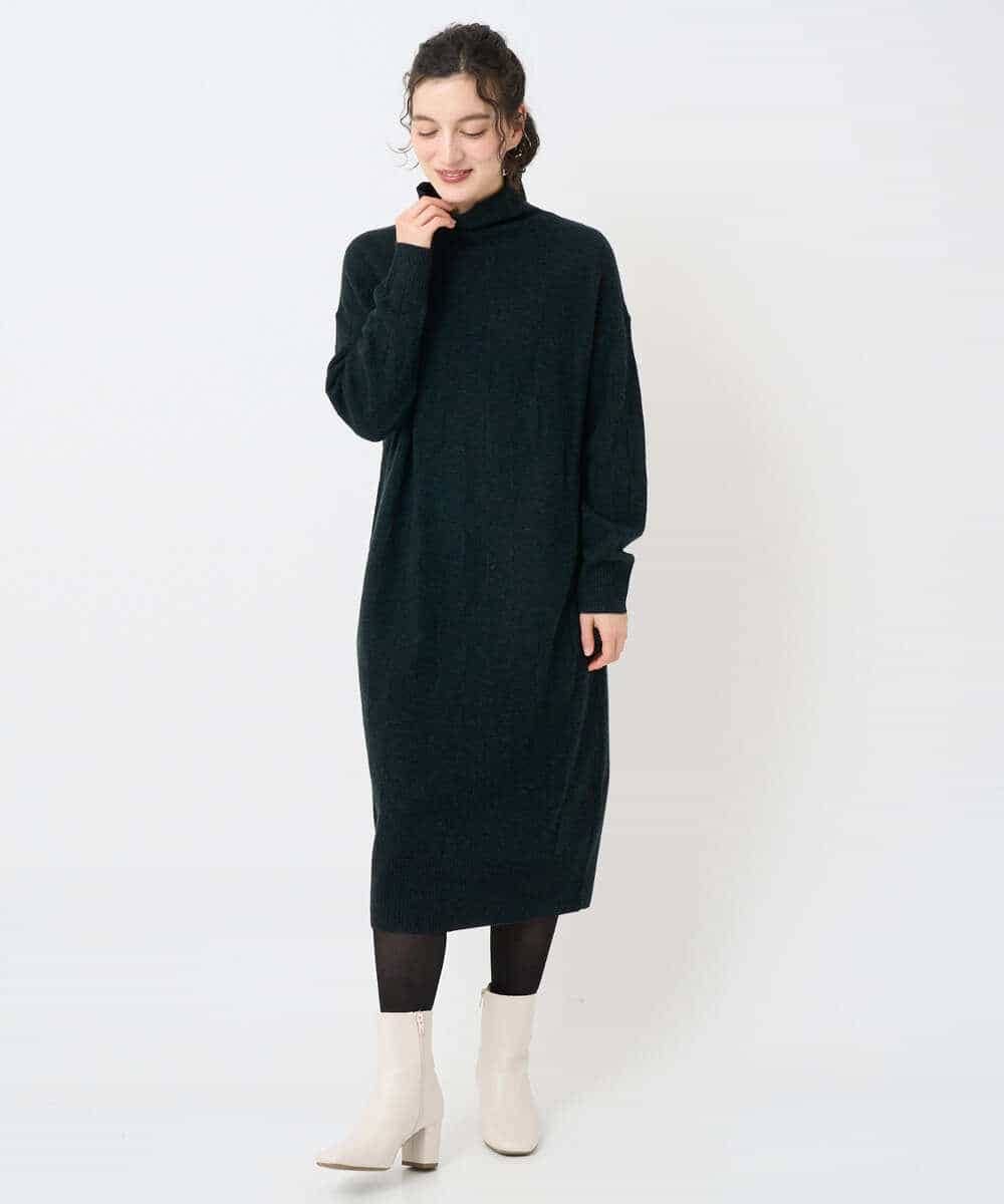 NHFAE41360 GIANNI LO GIUDICE(小さいサイズ)(メゾン ドゥ サンク) [セットアップ対応]エキストラファインメリノウールニットワンピース ベージュ