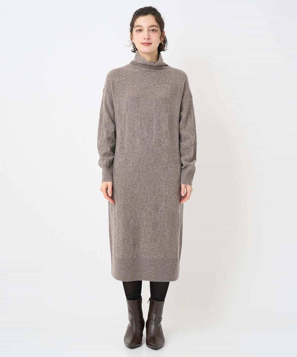 NHFAE41360 GIANNI LO GIUDICE(小さいサイズ)(メゾン ドゥ サンク) [セットアップ対応]エキストラファインメリノウールニットワンピース ベージュ