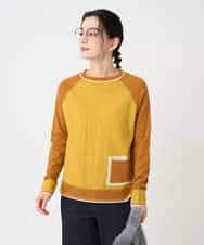 NHFAF13210 GIANNI LO GIUDICE(小さいサイズ)(メゾン ドゥ サンク) バイカラーポケットデザインニット マスタード系