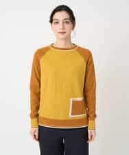 NHFAF13210 GIANNI LO GIUDICE(小さいサイズ)(メゾン ドゥ サンク) バイカラーポケットデザインニット マスタード系