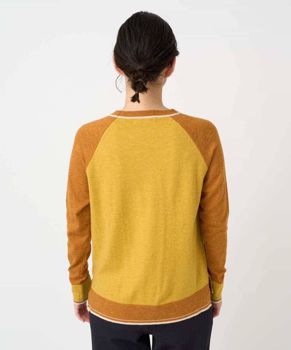 NHFAF13210 GIANNI LO GIUDICE(小さいサイズ)(メゾン ドゥ サンク) バイカラーポケットデザインニット マスタード系