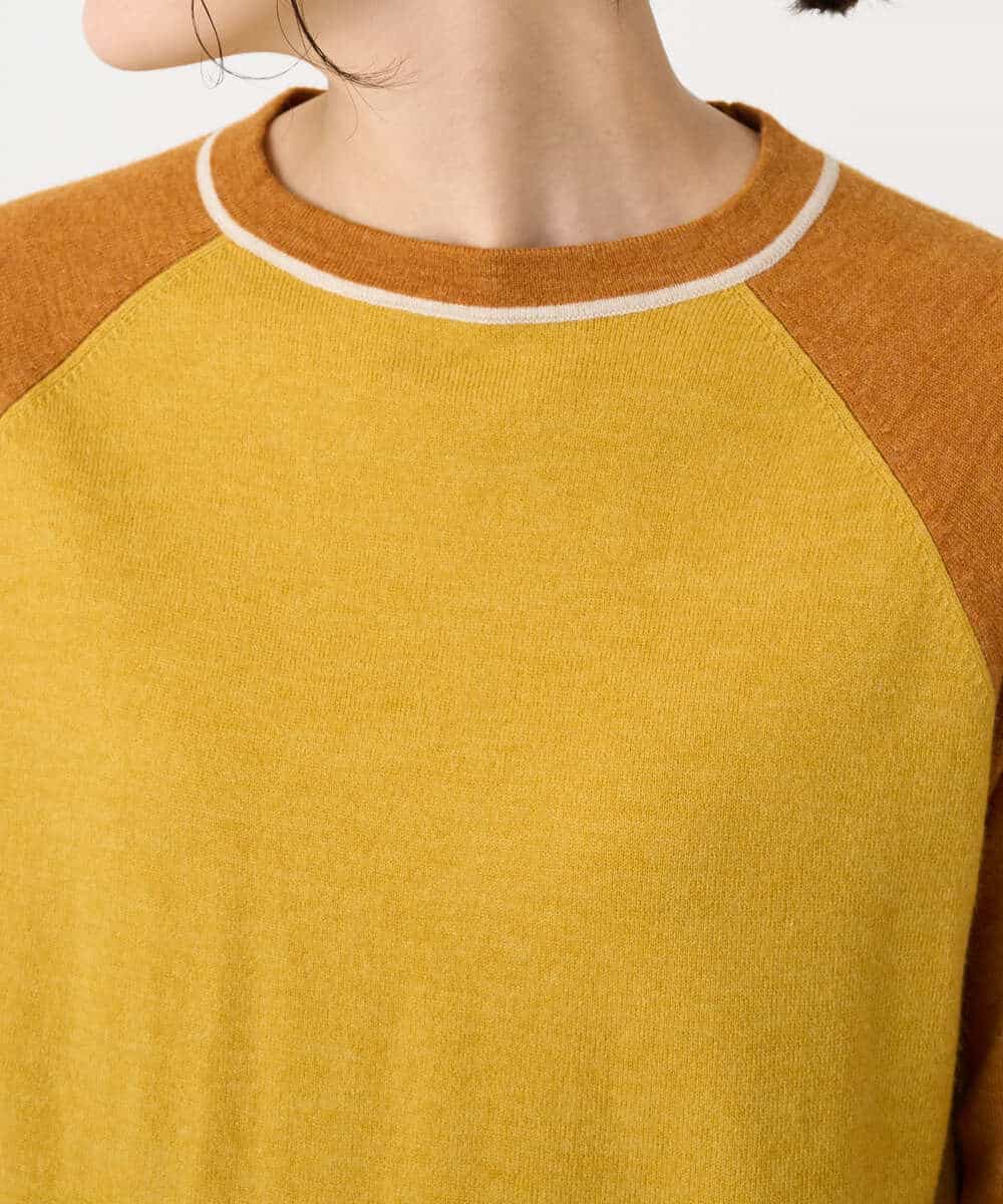 NHFAF13210 GIANNI LO GIUDICE(小さいサイズ)(メゾン ドゥ サンク) バイカラーポケットデザインニット マスタード系