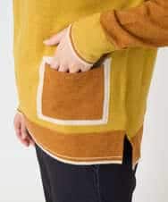 NHFAF13210 GIANNI LO GIUDICE(小さいサイズ)(メゾン ドゥ サンク) バイカラーポケットデザインニット マスタード系