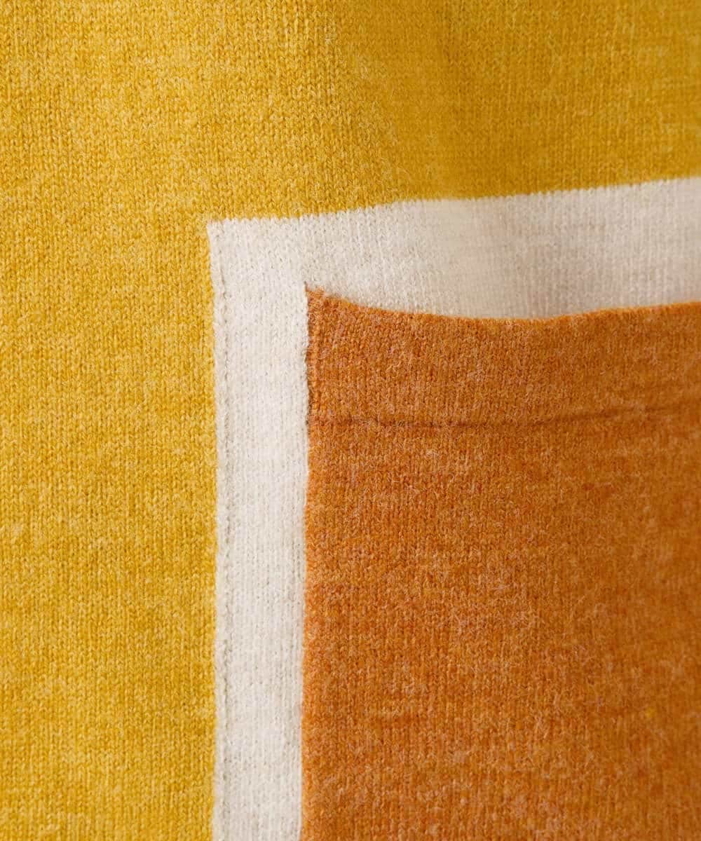 NHFAF13210 GIANNI LO GIUDICE(小さいサイズ)(メゾン ドゥ サンク) バイカラーポケットデザインニット マスタード系