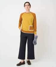 NHFAF13210 GIANNI LO GIUDICE(小さいサイズ)(メゾン ドゥ サンク) バイカラーポケットデザインニット マスタード系