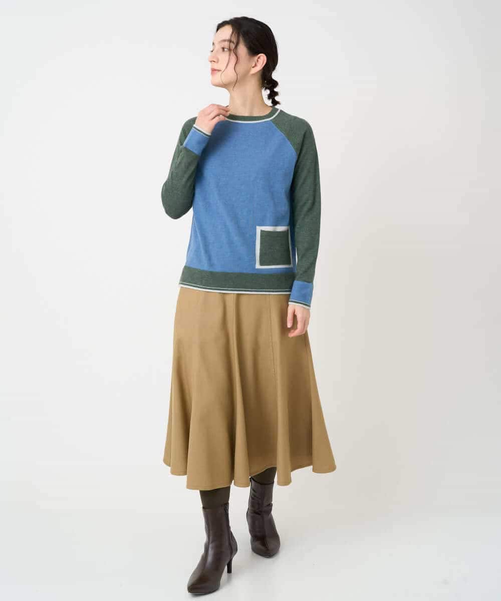 NHFAF13210 GIANNI LO GIUDICE(小さいサイズ)(メゾン ドゥ サンク) バイカラーポケットデザインニット マスタード系