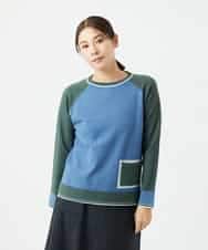 NHFAF13210 GIANNI LO GIUDICE(小さいサイズ)(メゾン ドゥ サンク) バイカラーポケットデザインニット ブルー系