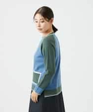 NHFAF13210 GIANNI LO GIUDICE(小さいサイズ)(メゾン ドゥ サンク) バイカラーポケットデザインニット ブルー系