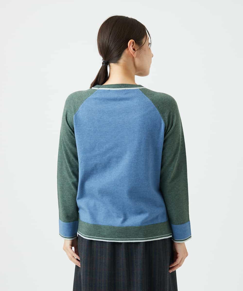 NHFAF13210 GIANNI LO GIUDICE(小さいサイズ)(メゾン ドゥ サンク) バイカラーポケットデザインニット ブルー系