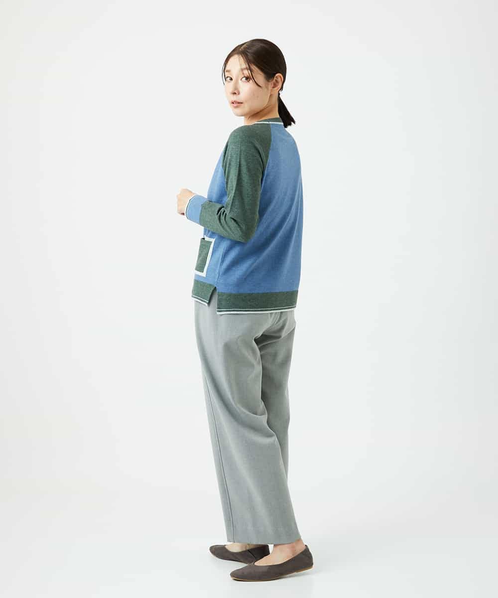 NHFAF13210 GIANNI LO GIUDICE(小さいサイズ)(メゾン ドゥ サンク) バイカラーポケットデザインニット ブルー系