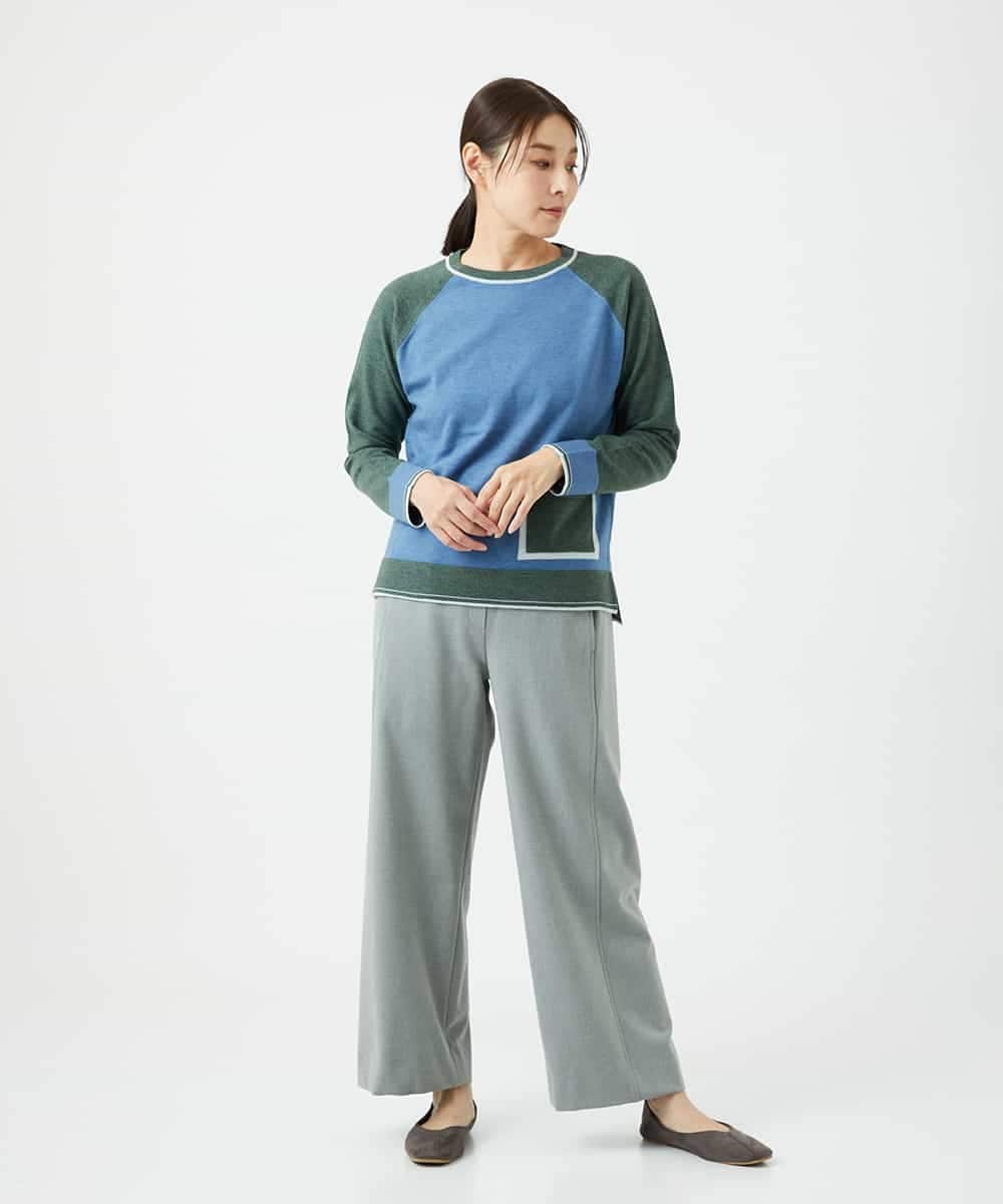 NHFAF13210 GIANNI LO GIUDICE(小さいサイズ)(メゾン ドゥ サンク) バイカラーポケットデザインニット ブルー系