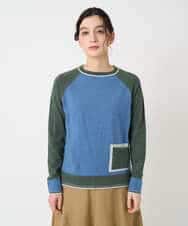 NHFAF13210 GIANNI LO GIUDICE(小さいサイズ)(メゾン ドゥ サンク) バイカラーポケットデザインニット ブルー系