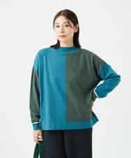 NHFAF14220 GIANNI LO GIUDICE(小さいサイズ)(メゾン ドゥ サンク) バイカラーニット ブルー