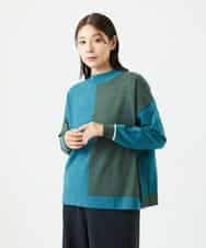 NHFAF14220 GIANNI LO GIUDICE(小さいサイズ)(メゾン ドゥ サンク) バイカラーニット ブルー