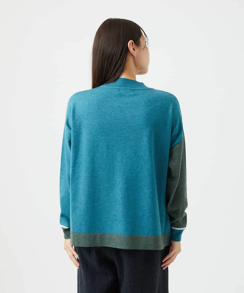 NHFAF14220 GIANNI LO GIUDICE(小さいサイズ)(メゾン ドゥ サンク) バイカラーニット ブルー