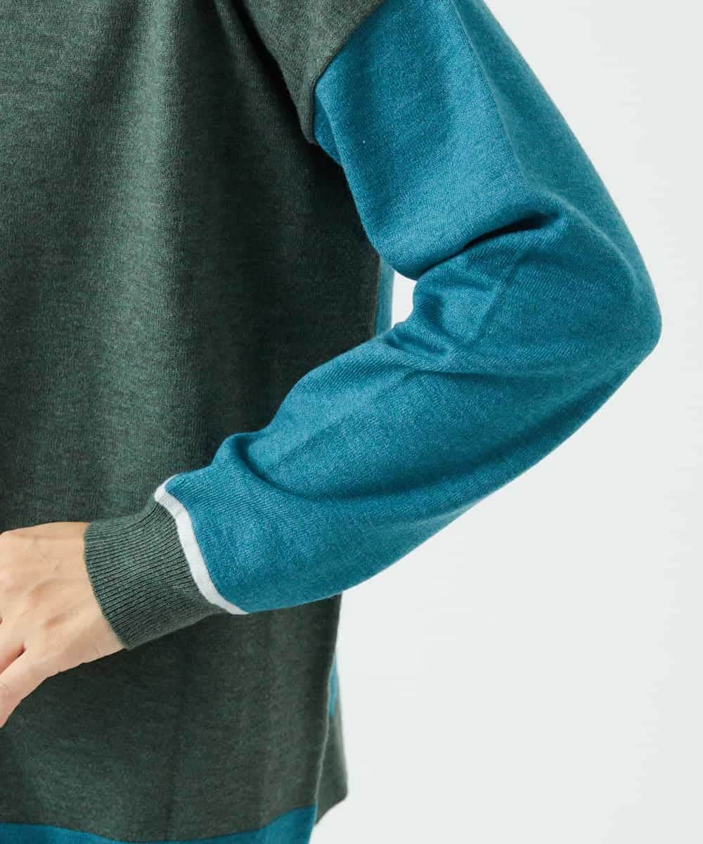 NHFAF14220 GIANNI LO GIUDICE(小さいサイズ)(メゾン ドゥ サンク) バイカラーニット ブルー