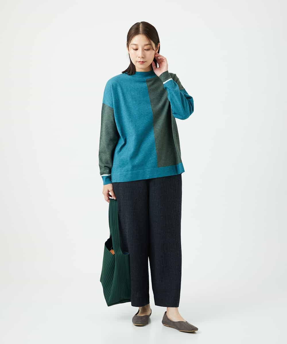 NHFAF14220 GIANNI LO GIUDICE(小さいサイズ)(メゾン ドゥ サンク) バイカラーニット ブルー