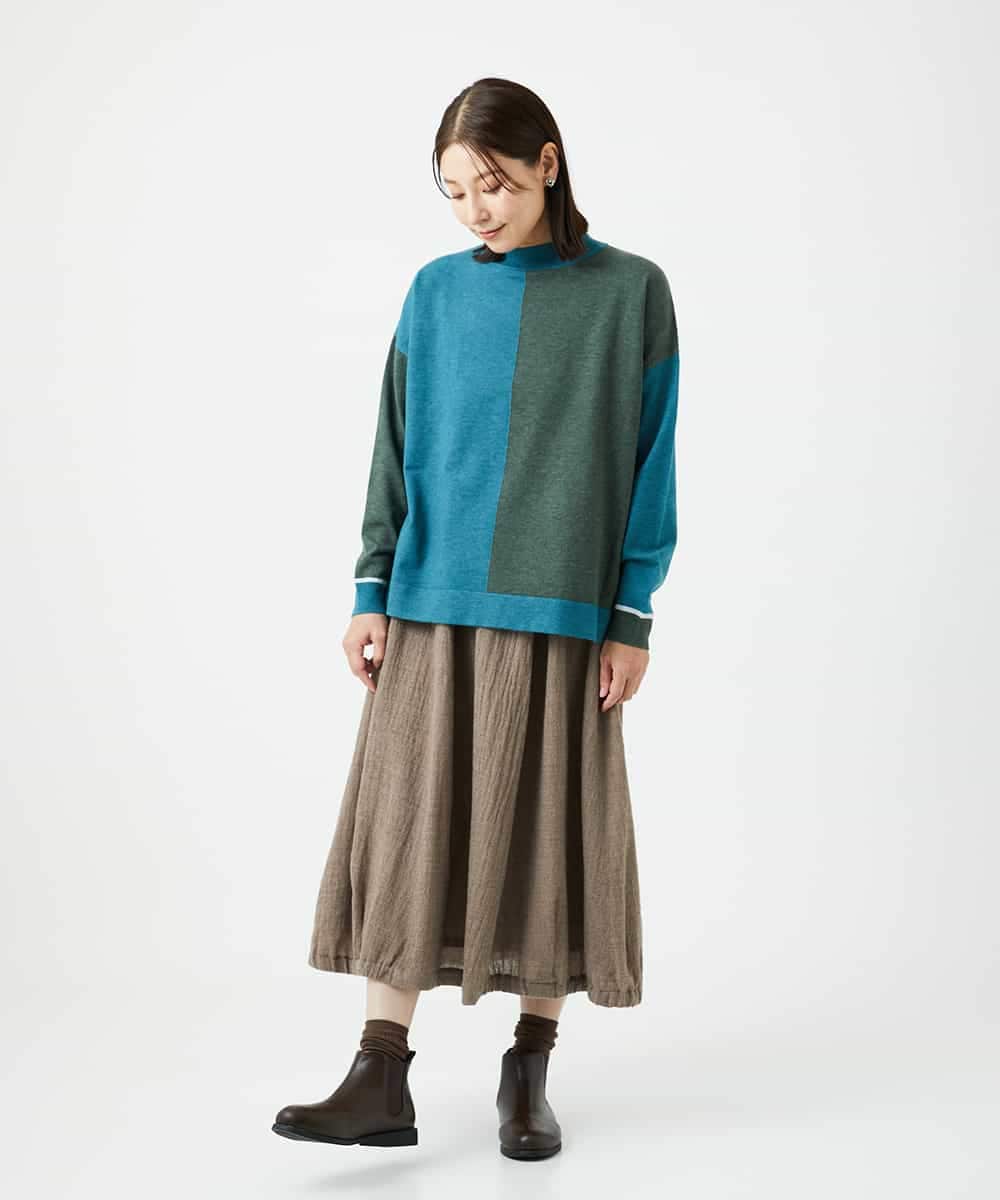 NHFAF14220 GIANNI LO GIUDICE(小さいサイズ)(メゾン ドゥ サンク) バイカラーニット ブルー