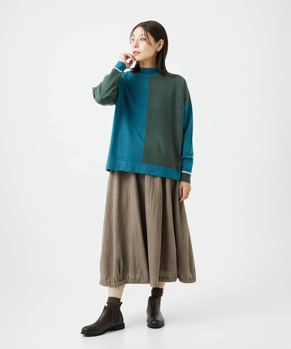 NHFAF14220 GIANNI LO GIUDICE(小さいサイズ)(メゾン ドゥ サンク) バイカラーニット ブルー