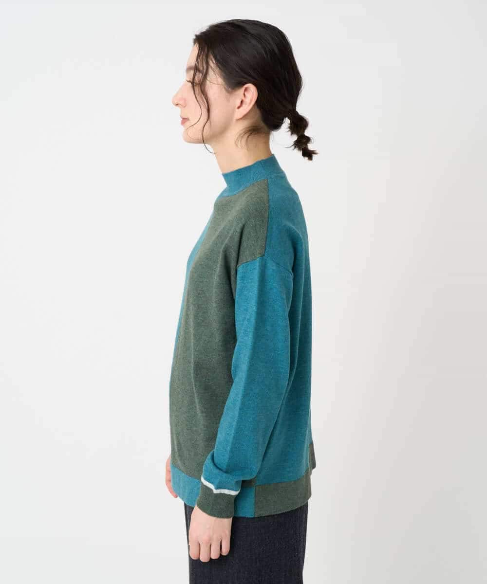 NHFAF14220 GIANNI LO GIUDICE(小さいサイズ)(メゾン ドゥ サンク) バイカラーニット ブルー