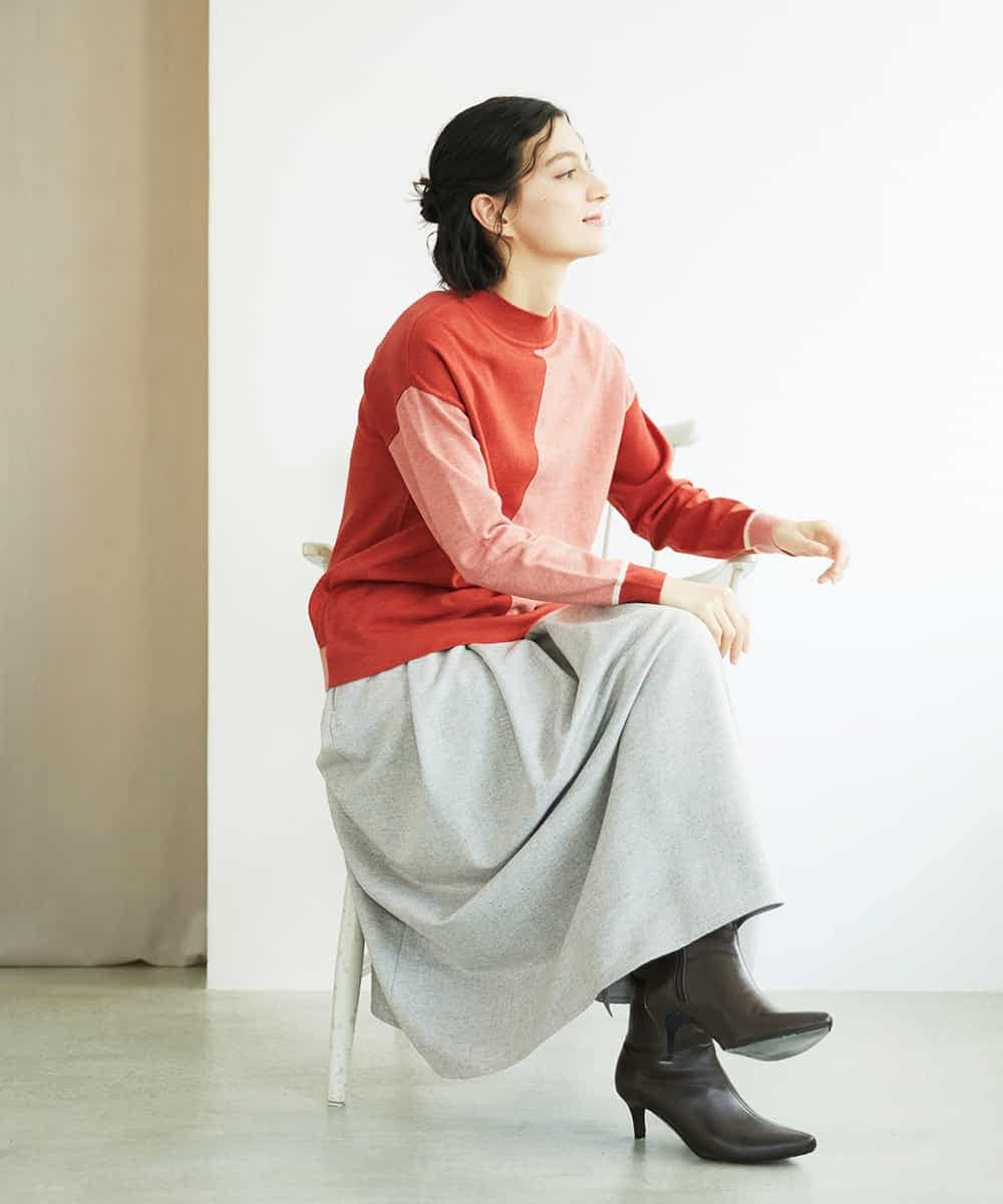 NHFAF14220 GIANNI LO GIUDICE(小さいサイズ)(メゾン ドゥ サンク) バイカラーニット ブルー