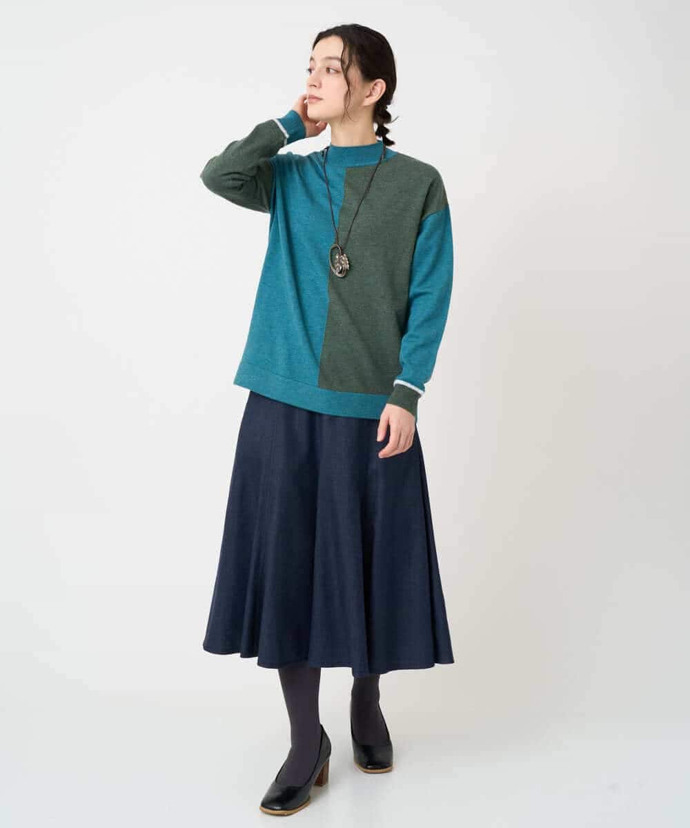 NHFAF14220 GIANNI LO GIUDICE(小さいサイズ)(メゾン ドゥ サンク) バイカラーニット ブルー