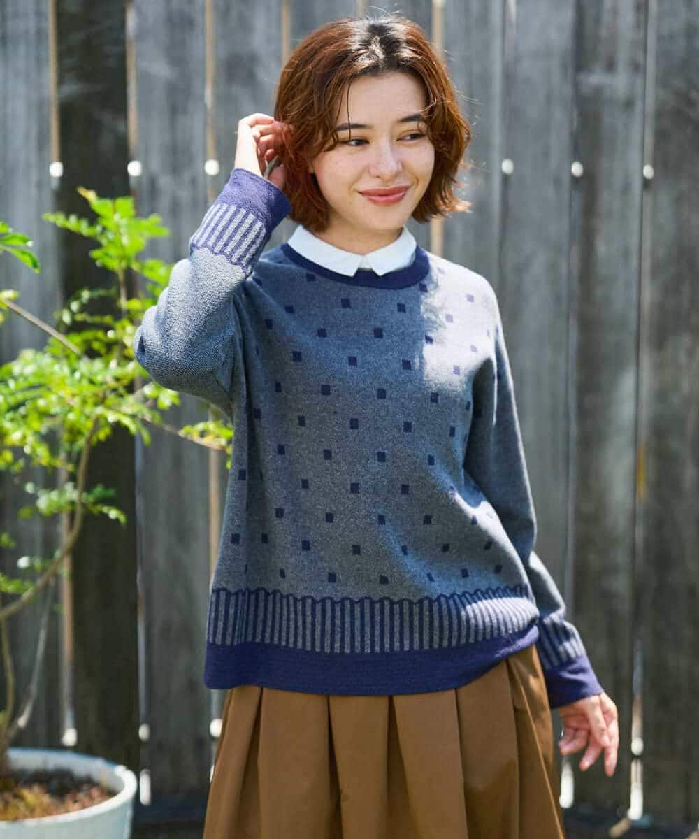 NHFAG22290 GIANNI LO GIUDICE(小さいサイズ)(メゾン ドゥ サンク) トライバルジャガードニット ベージュ