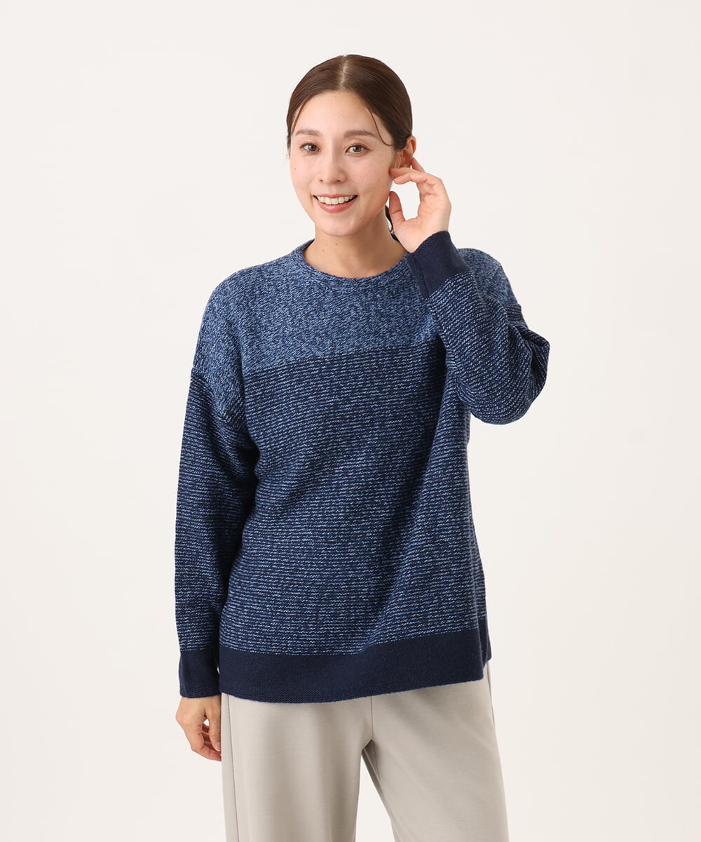 NHFAH41230 GIANNI LO GIUDICE(小さいサイズ)(メゾン ドゥ サンク) ミックスヤーンニット ネイビー