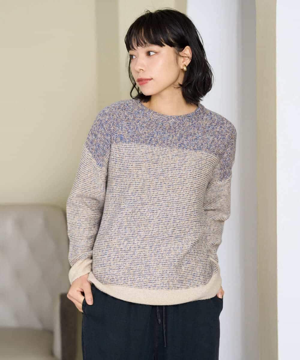 NHFAH41230 GIANNI LO GIUDICE(小さいサイズ)(メゾン ドゥ サンク) ミックスヤーンニット カーキ