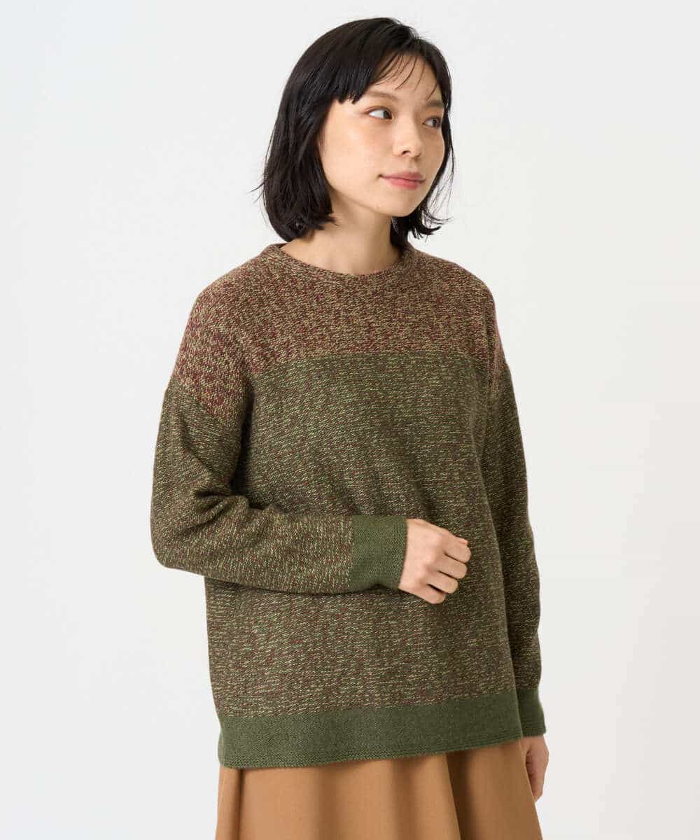NHFAH41230 GIANNI LO GIUDICE(小さいサイズ)(メゾン ドゥ サンク) ミックスヤーンニット カーキ
