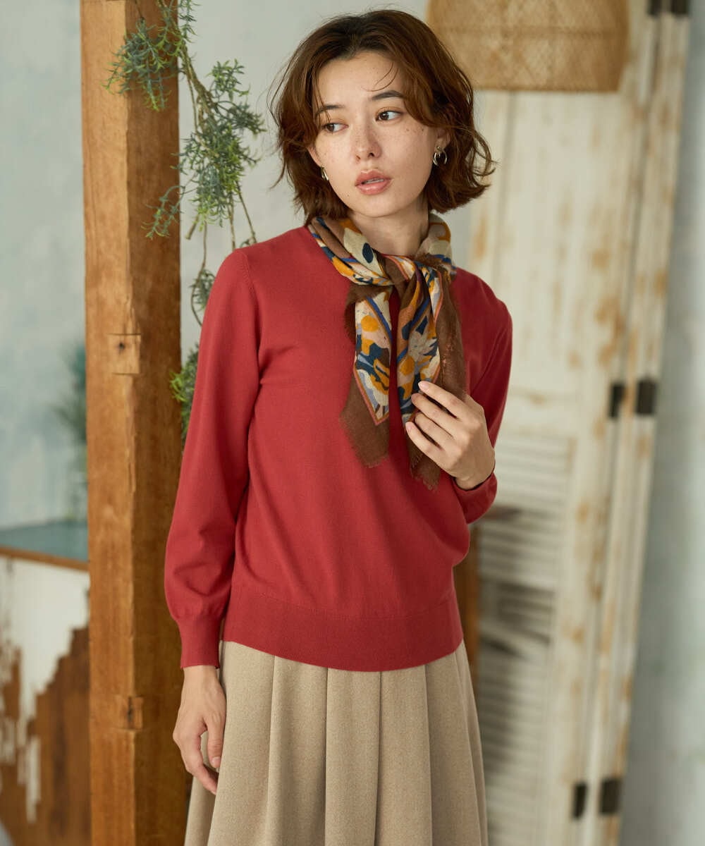 NHFAI80150 GIANNI LO GIUDICE(小さいサイズ)(メゾン ドゥ サンク) [アンサンブル対応]クルーネックニットプルオーバー レッド