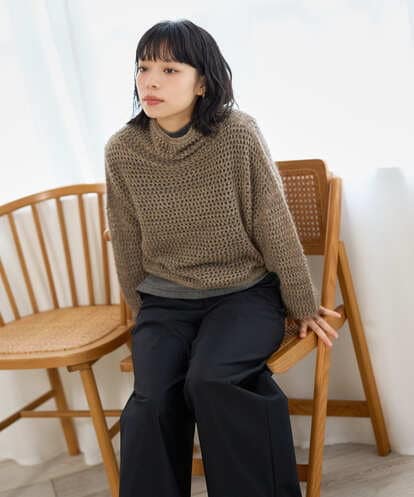 NHFAI85230  透かし編みレイヤードニット