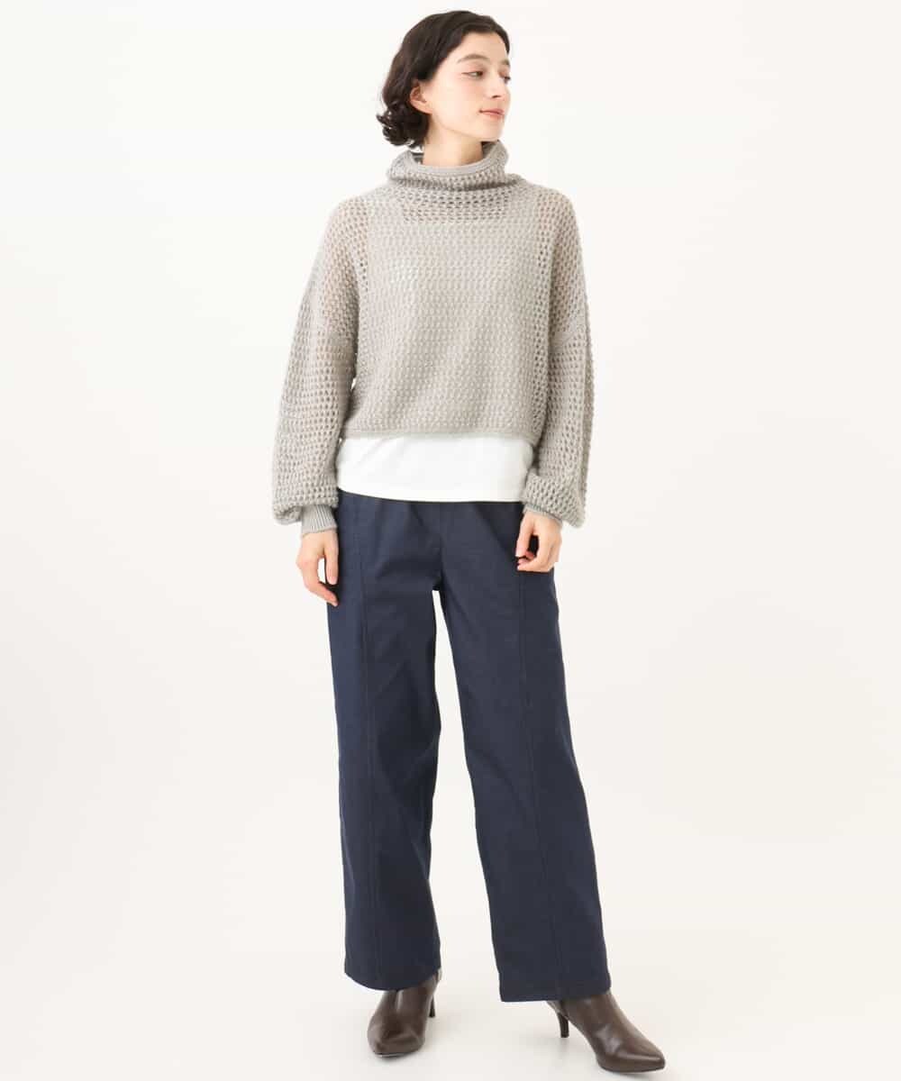 NHFAI85230 GIANNI LO GIUDICE(小さいサイズ)(メゾン ドゥ サンク) 透かし編みレイヤードニット ライトグレー