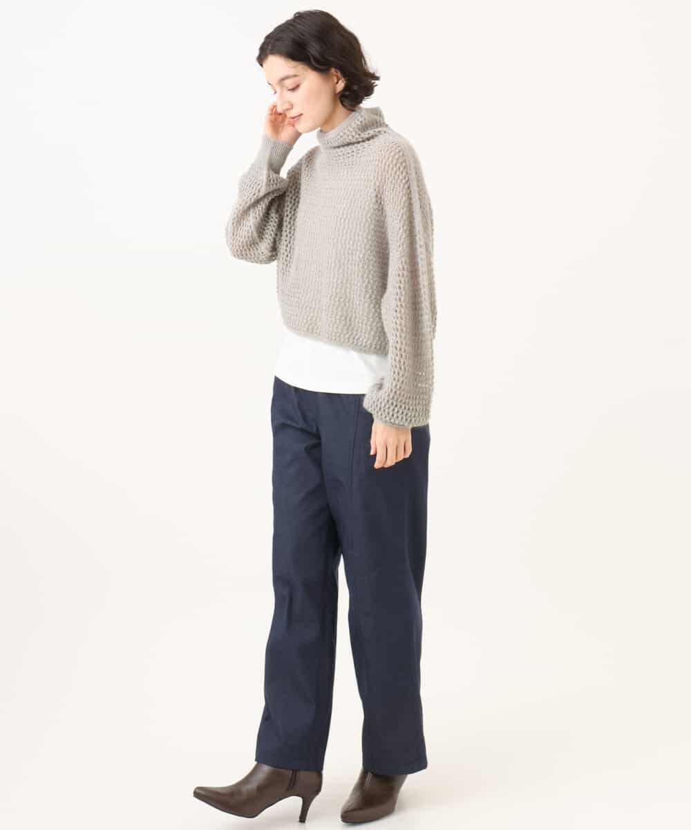 NHFAI85230 GIANNI LO GIUDICE(小さいサイズ)(メゾン ドゥ サンク) 透かし編みレイヤードニット ライトグレー