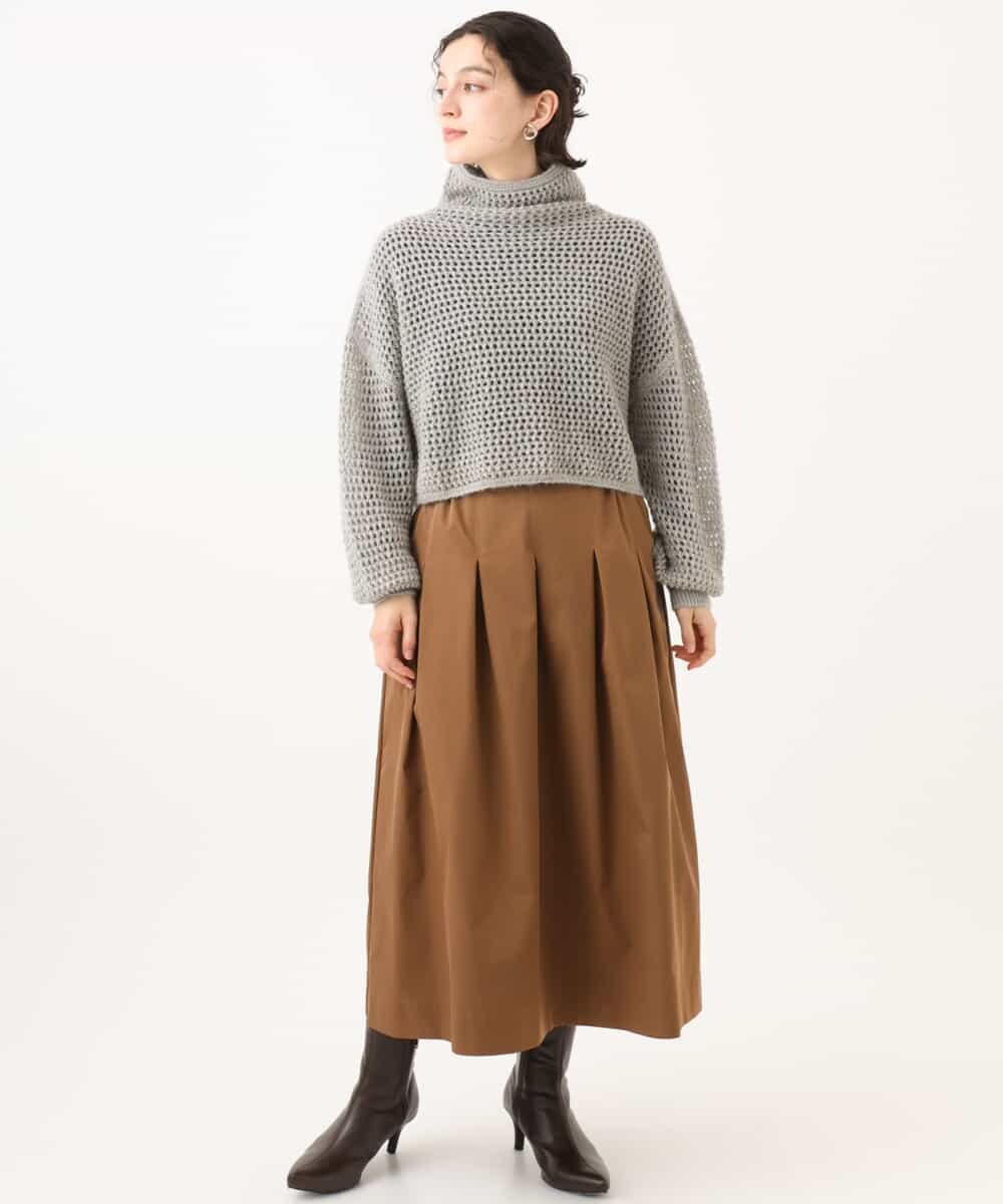 NHFAI85230 GIANNI LO GIUDICE(小さいサイズ)(メゾン ドゥ サンク) 透かし編みレイヤードニット ライトグレー