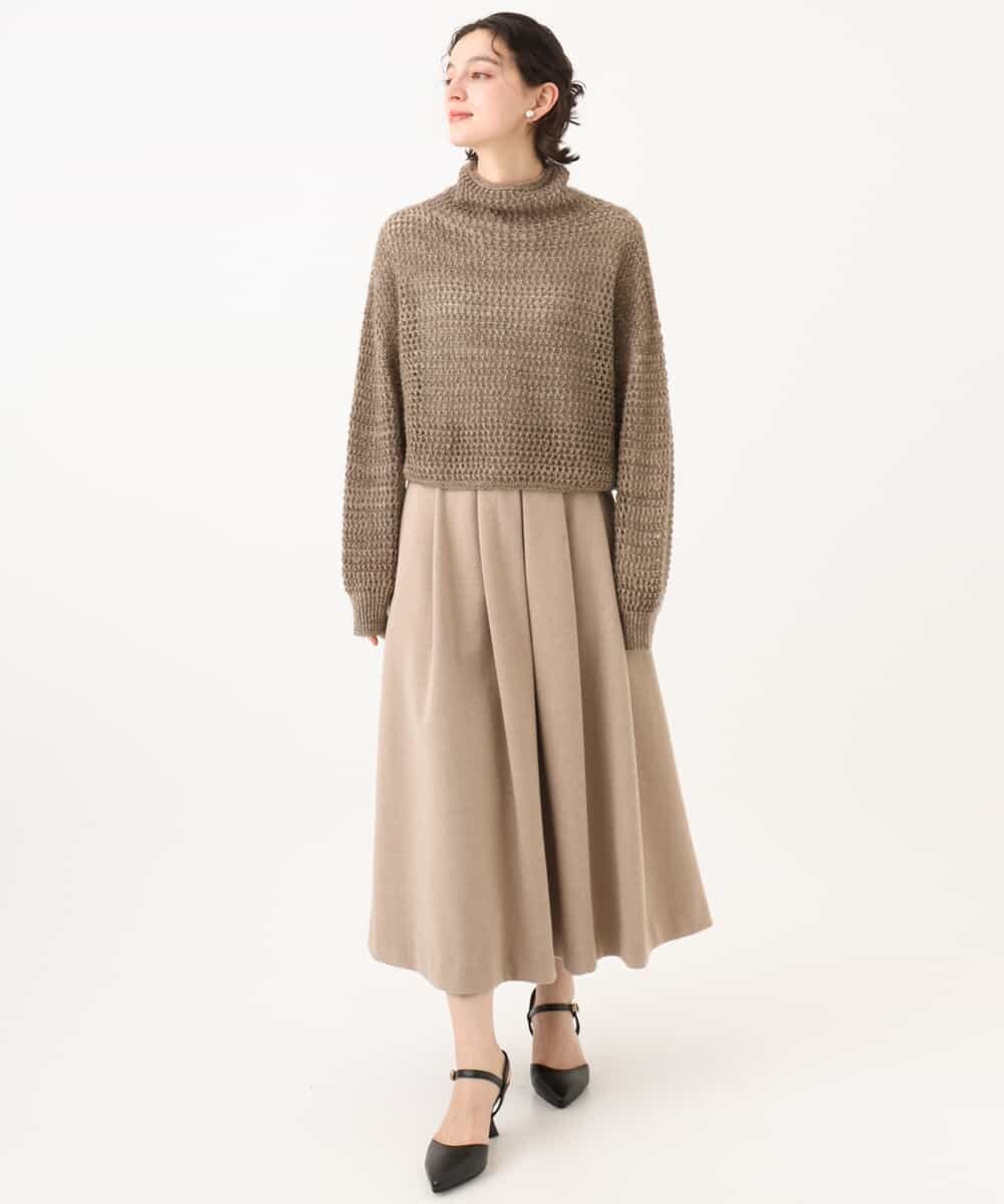 NHFAI85230 GIANNI LO GIUDICE(小さいサイズ)(メゾン ドゥ サンク) 透かし編みレイヤードニット ライトグレー