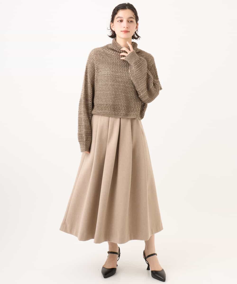 NHFAI85230 GIANNI LO GIUDICE(小さいサイズ)(メゾン ドゥ サンク) 透かし編みレイヤードニット ライトグレー
